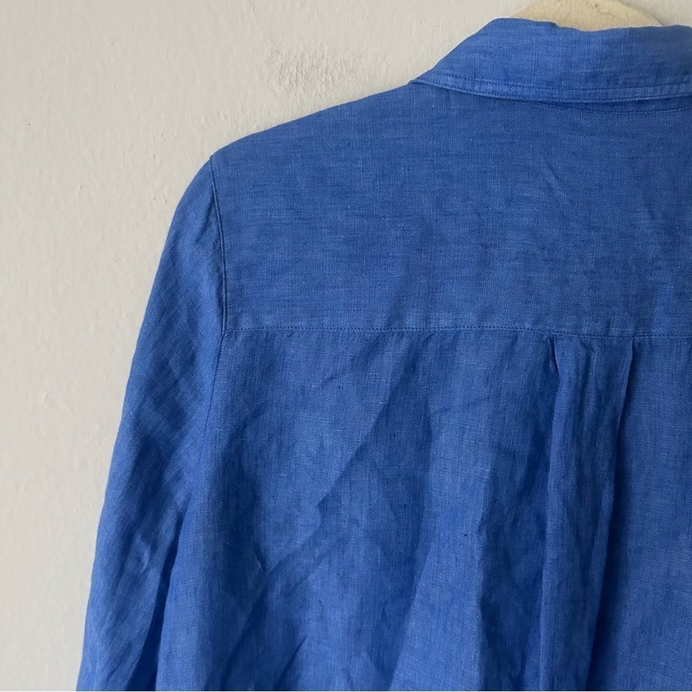 J. McLaughlin Britt Linen Button Down Shirt in Dark Chambray Blue XXL Coastal - Picture 12 of 12